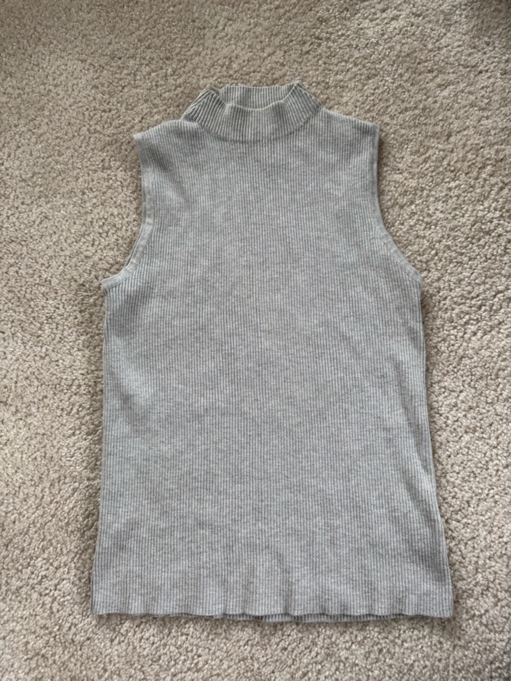 Halston Heritage Light Heather Gray Ribbed Mock Neck Tank
